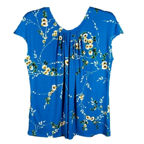Liz Claiborne Tops - Liz Claiborne Women's Blue Floral Sleeveless Blouse, Extra Large